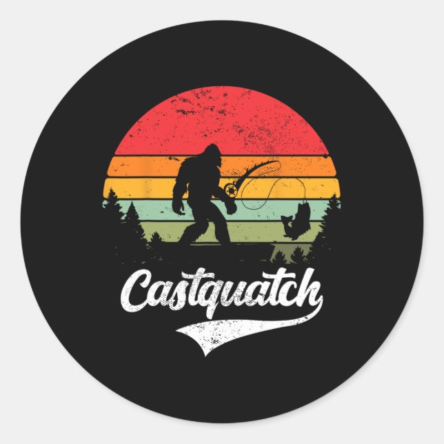 Sticker Rond Castquatch Funny Byss Fisherman Fishing Meme  (Devant)