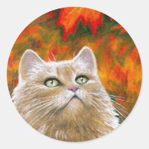 Sticker Rond Cat 598 Persian Fall Autumn