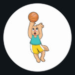 Sticker Rond Cat at Basketball Sports<br><div class="desc">This design is the perfect gift for a birthday,  Christmas and other celebrations. It is suitable for women,  men and kids.</div>