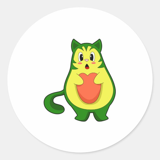 Sticker Rond Cat Avocado (Devant)