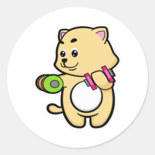 Sticker Rond Cat Biceps formation avec Dumbbells