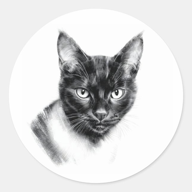 Sticker Rond Cat Charcoal (Devant)