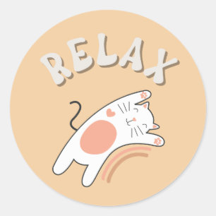 Sticker rond CAT classique RELAX FUNNY