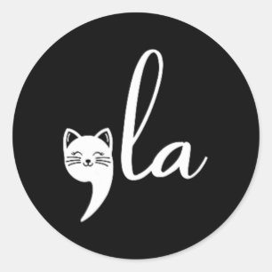 Sticker Rond Cat Comma La Kamala Harris Pour Président 2024 Ele