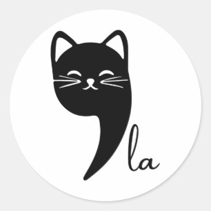 Sticker Rond Cat Comma La Kamala Harris Pour Président 2024 Ele
