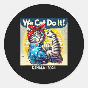 Sticker Rond Cat Do It Kamala Harris Supporter Chilless Cat La