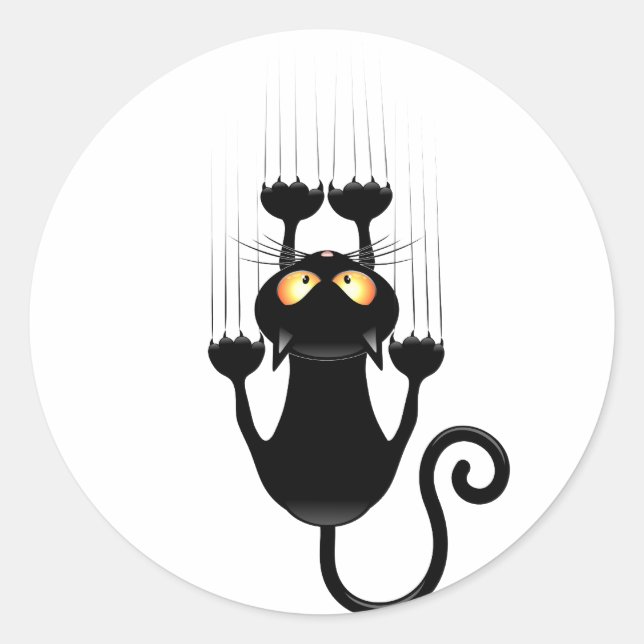 Sticker Rond Cat Falling down fun dessin personnage (Devant)