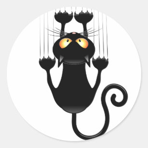 Sticker Rond Cat Falling down fun dessin personnage