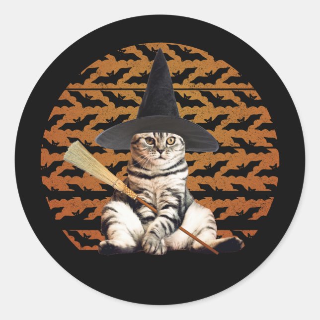 Sticker Rond Cat Halloween (Devant)