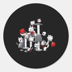 Sticker Rond Cat Horreur Films Halloween Pour Cat Kitty