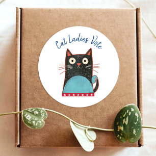 Sticker Rond Cat Ladies Vote Script Russe Feminist Bold mignonn