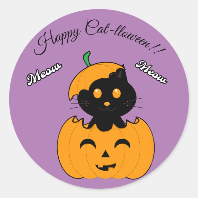 Sticker Rond  Cat-lloween (Devant)