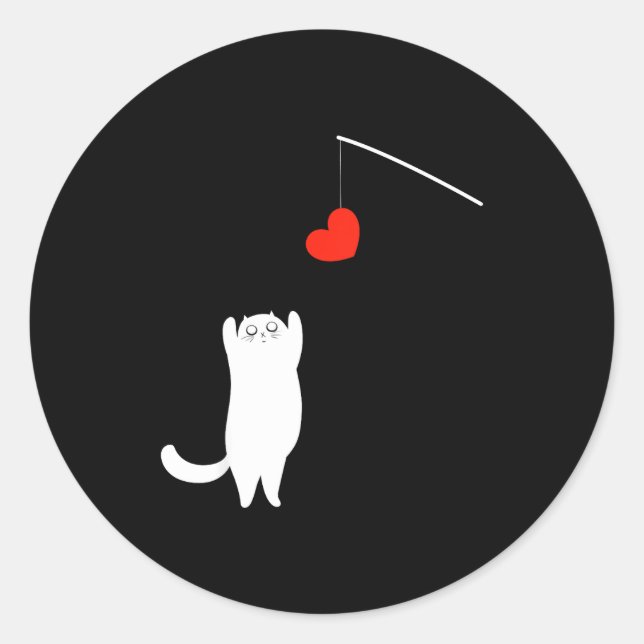 Sticker Rond Cat Lover Valentine's Day Animal Affection Love Fu (Devant)