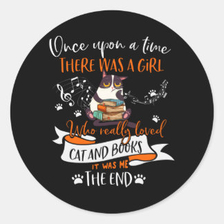 Sticker Rond Cat lovers | Who Really Loved Cat & Books Lovers