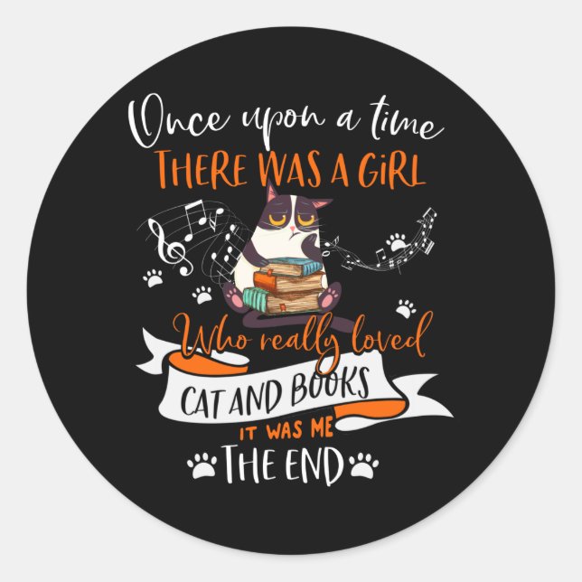 Sticker Rond Cat lovers | Who Really Loved Cat & Books Lovers (Devant)