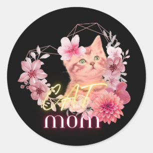 Sticker Rond Cat maman humour citation - drôle de collants rond