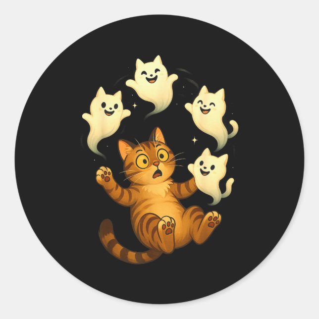 Sticker Rond Cat Meme Funny Soky Halloween Kitty  (Devant)