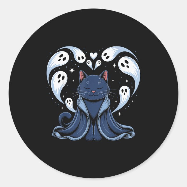 Sticker Rond Cat Meme Wizard Soky Fantasy Kitty  (Devant)