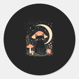 Sticker Rond Cat Mushroom Hat Cottagecore Kitten Kitty Women Gi