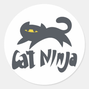 Sticker Rond Cat ninja - Choisir la couleur arrière - plan
