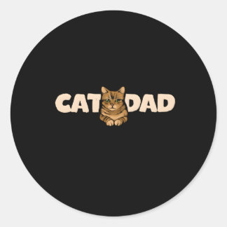 Sticker Rond Cat Papa Chat Personne Humour