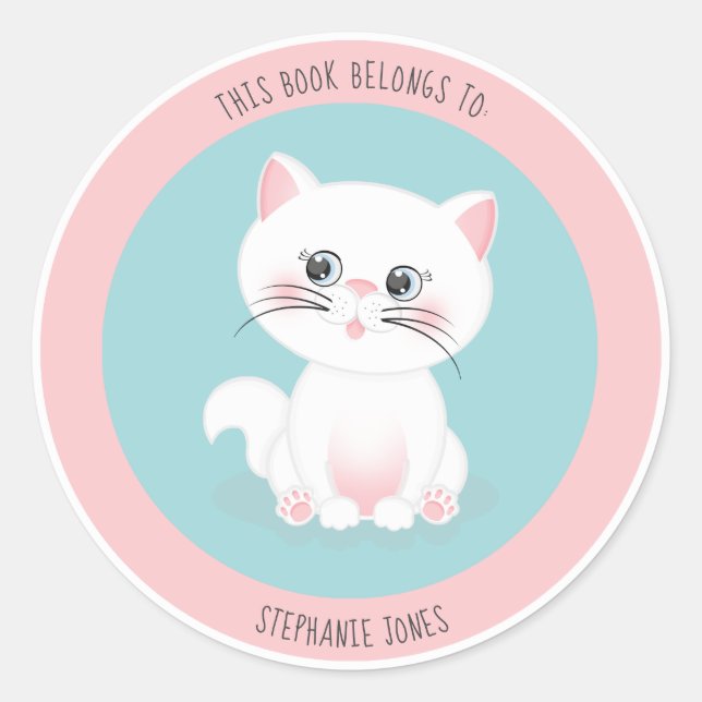 Sticker Rond Cat Purr-fect DayCe livre appartient à (Devant)