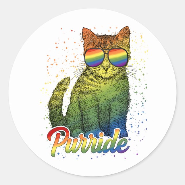 Sticker Rond Cat Purride LGBT (Devant)