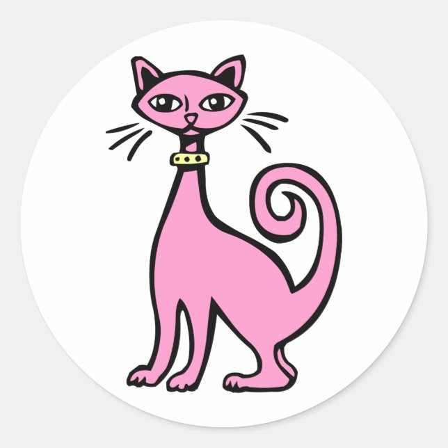 Sticker Rond Cat rétro (Devant)