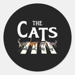 Sticker Rond Cat Rock Music Drôle Amoureux des chats Cadeaux Po