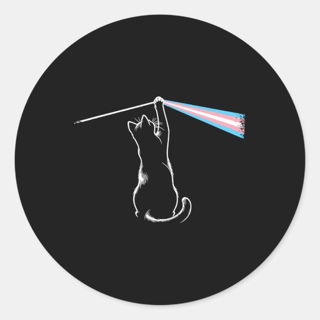 Sticker Rond Cat Rock Music Trans Pride Lgbt Transgenre Cat Lo (Devant)
