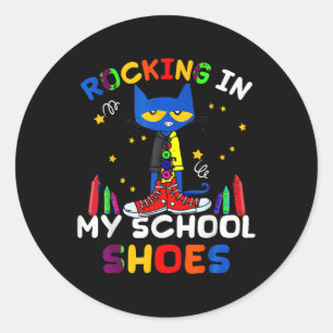 Sticker Rond Cat-rocking I N My-School-Ss Cute Sss-back T