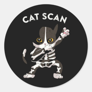 Sticker Rond Cat Scan Ct Scan Funny Cat X-ray Pun mème Rad Tech