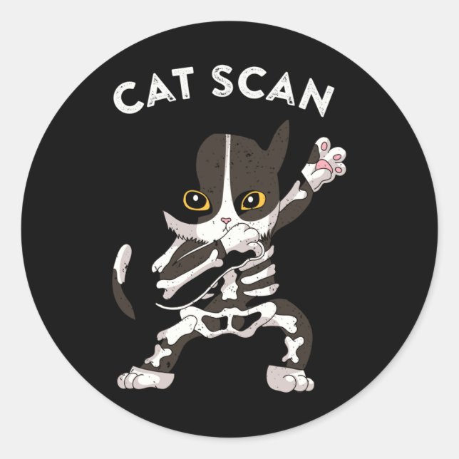 Sticker Rond Cat Scan Ct Scan Funny Cat X-ray Pun mème Rad Tech (Devant)