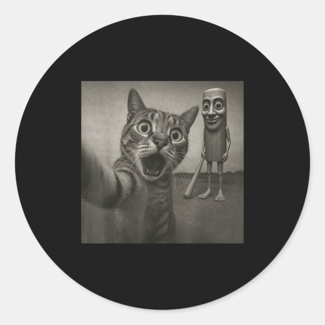 Sticker Rond Cat Selfie Tung Tung Tung Sahur Italian Brainrot F (Devant)
