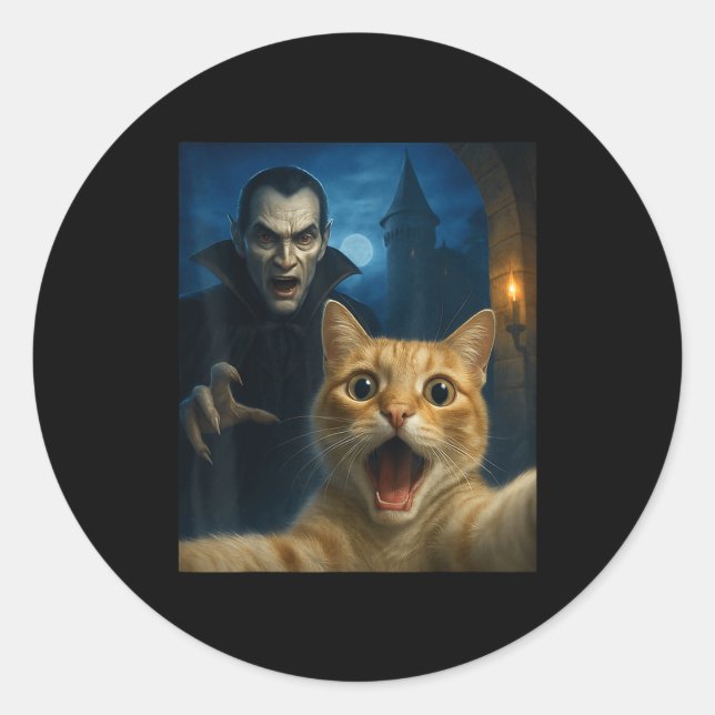 Sticker Rond Cat Selfie With A Vamre Funny Cat  (Devant)