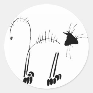 Sticker Rond Cat Skeleton