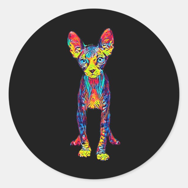 Sticker Rond Cat Sphynx Drôle Amoureux des chats Cadeaux Pour H (Devant)