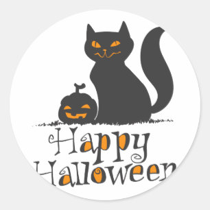 Sticker Rond Cat with Halloween - Choose back color