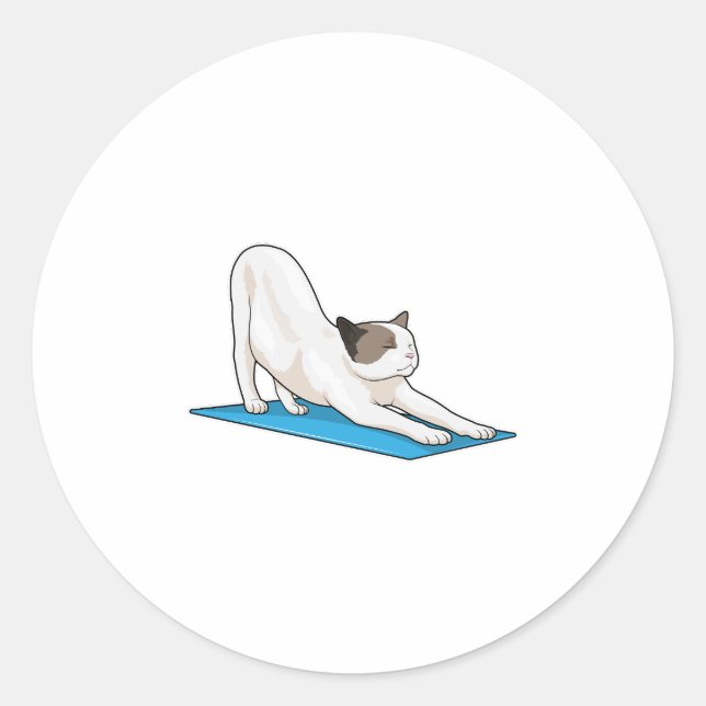 Sticker Rond Cat Yoga Méditation Fitness (Devant)