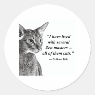 Sticker Rond Cat Zen Master - Eckhart Tolle