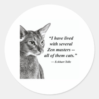 Sticker Rond Cat Zen Master - Eckhart Tolle