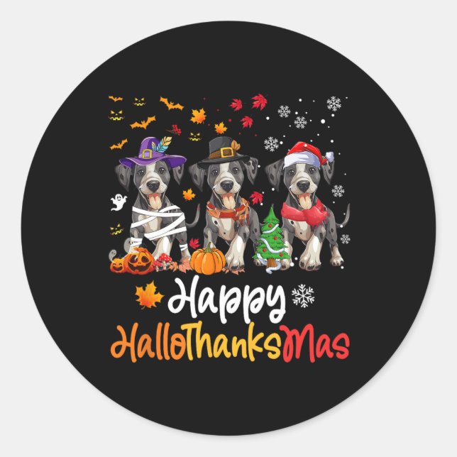 Sticker Rond Catahoula Leopard Chien Halloween Noël Hallotha (Devant)