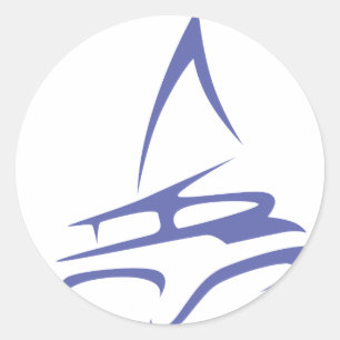 Sticker Rond Catamaran en style dessin de souhaits