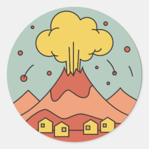 Sticker Rond Catastrophe naturelle du volcan