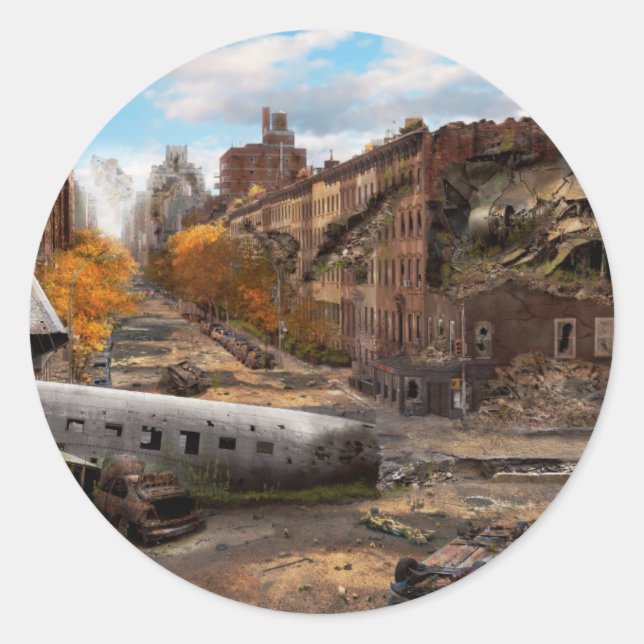 Sticker Rond Catastrophe - New York, NY - Pas de virage à gauch (Devant)