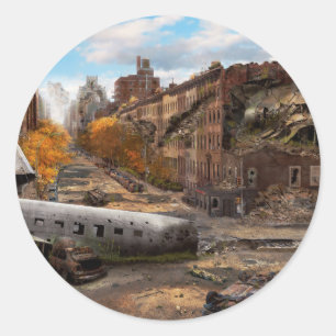 Sticker Rond Catastrophe - New York, NY - Pas de virage gauche 