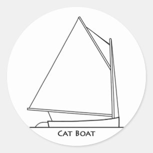 Sticker Rond Catboat Sailing Logo (plan de voile intitulé)
