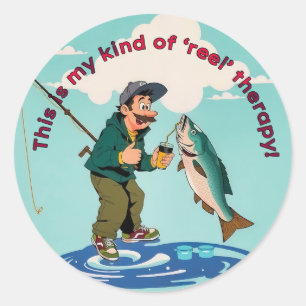 Sticker Rond Catch of the Day : Le triomphe d'un pêcheur
