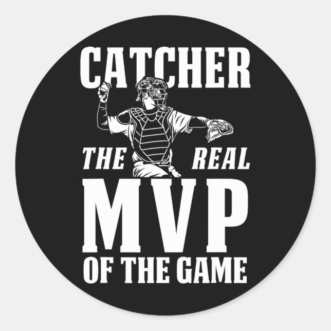 Sticker Rond Catcher Le Véritable Mvp Du Jeu Cadeau (Devant)