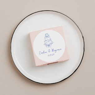 Sticker Rond Câteau Mariage à la main, à la main, français